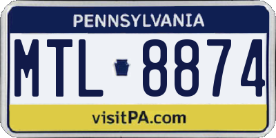 PA license plate MTL8874