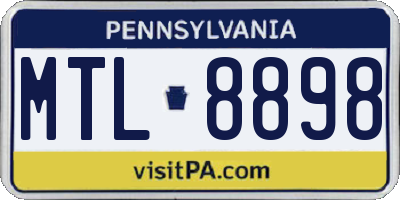 PA license plate MTL8898