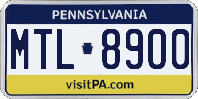 PA license plate MTL8900