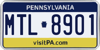PA license plate MTL8901