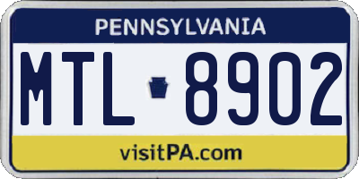 PA license plate MTL8902