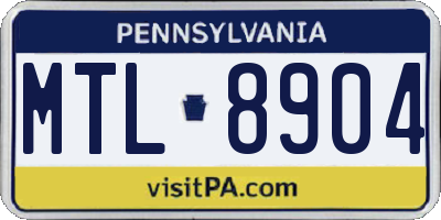 PA license plate MTL8904