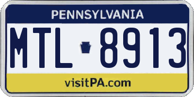 PA license plate MTL8913