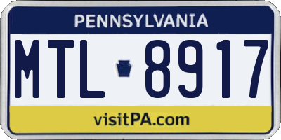 PA license plate MTL8917