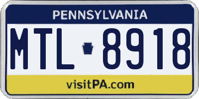 PA license plate MTL8918
