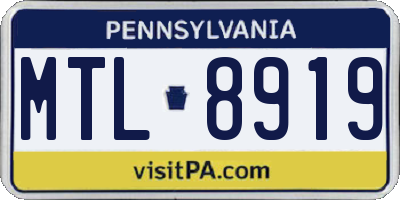 PA license plate MTL8919