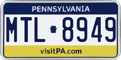 PA license plate MTL8949