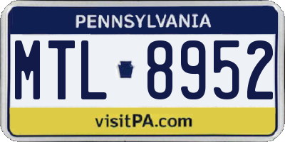 PA license plate MTL8952