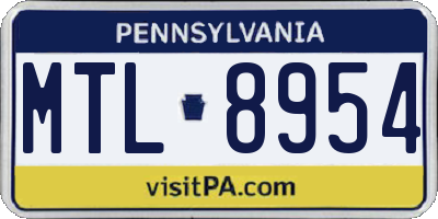 PA license plate MTL8954