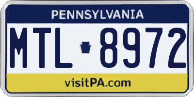 PA license plate MTL8972