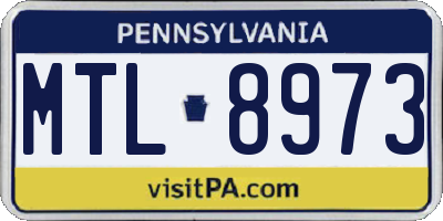 PA license plate MTL8973