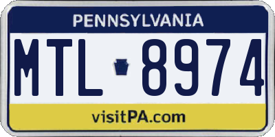 PA license plate MTL8974