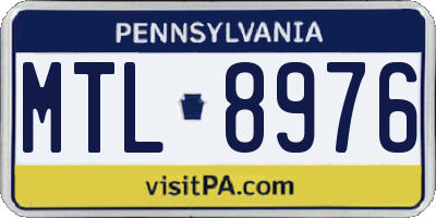 PA license plate MTL8976