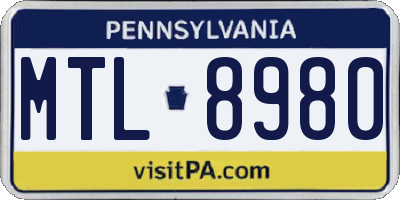 PA license plate MTL8980