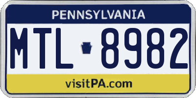 PA license plate MTL8982