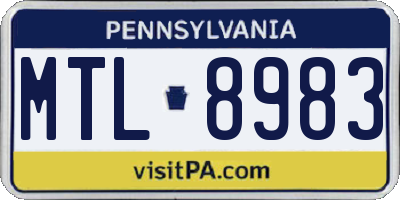 PA license plate MTL8983