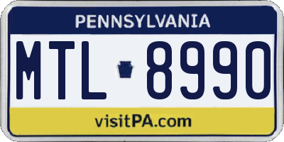PA license plate MTL8990