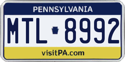 PA license plate MTL8992