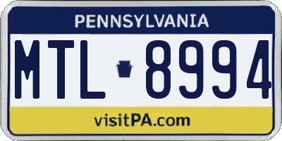 PA license plate MTL8994