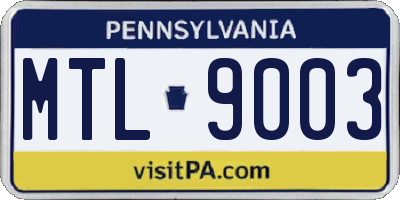 PA license plate MTL9003