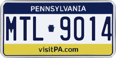 PA license plate MTL9014