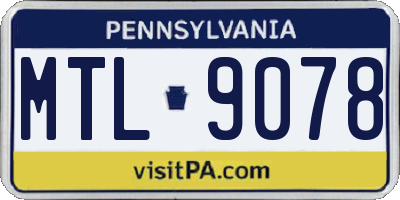 PA license plate MTL9078