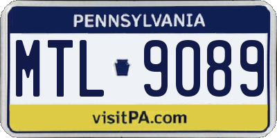PA license plate MTL9089
