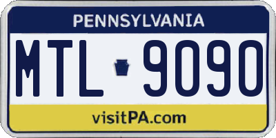 PA license plate MTL9090