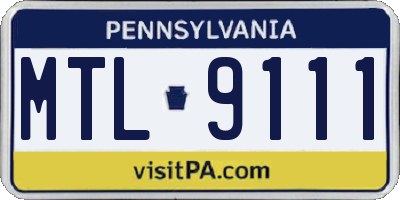 PA license plate MTL9111