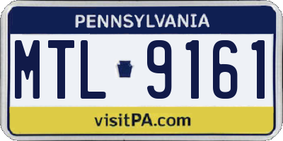 PA license plate MTL9161