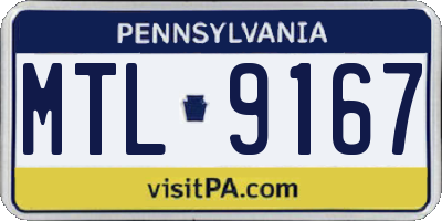 PA license plate MTL9167