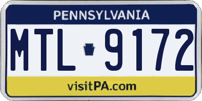 PA license plate MTL9172