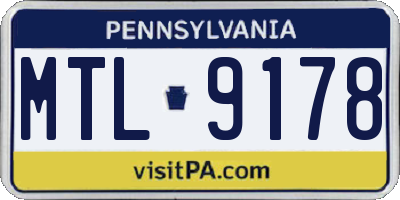 PA license plate MTL9178
