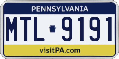PA license plate MTL9191
