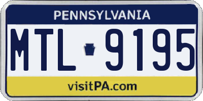 PA license plate MTL9195