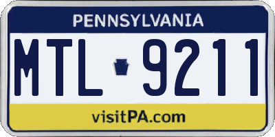 PA license plate MTL9211