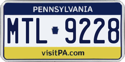 PA license plate MTL9228