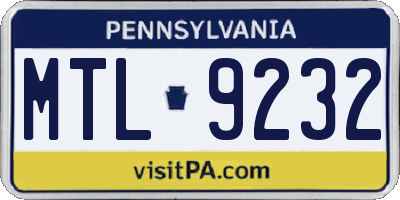 PA license plate MTL9232