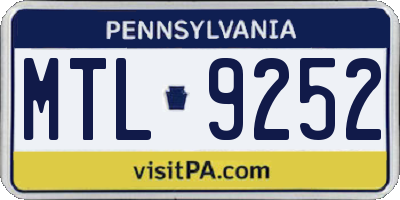 PA license plate MTL9252