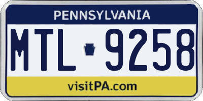 PA license plate MTL9258
