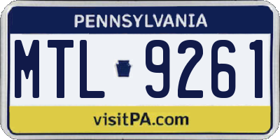 PA license plate MTL9261