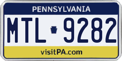 PA license plate MTL9282
