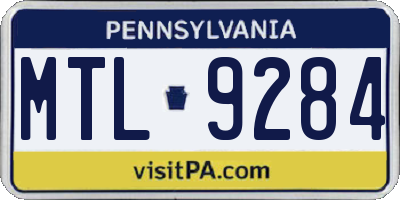 PA license plate MTL9284
