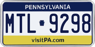 PA license plate MTL9298