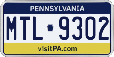 PA license plate MTL9302