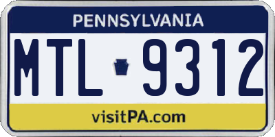 PA license plate MTL9312