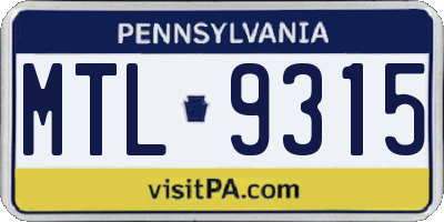 PA license plate MTL9315
