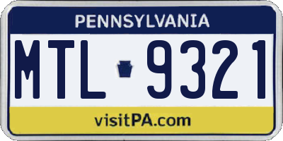 PA license plate MTL9321