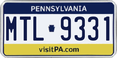 PA license plate MTL9331