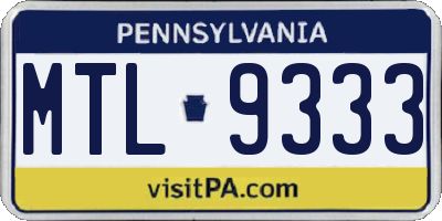PA license plate MTL9333